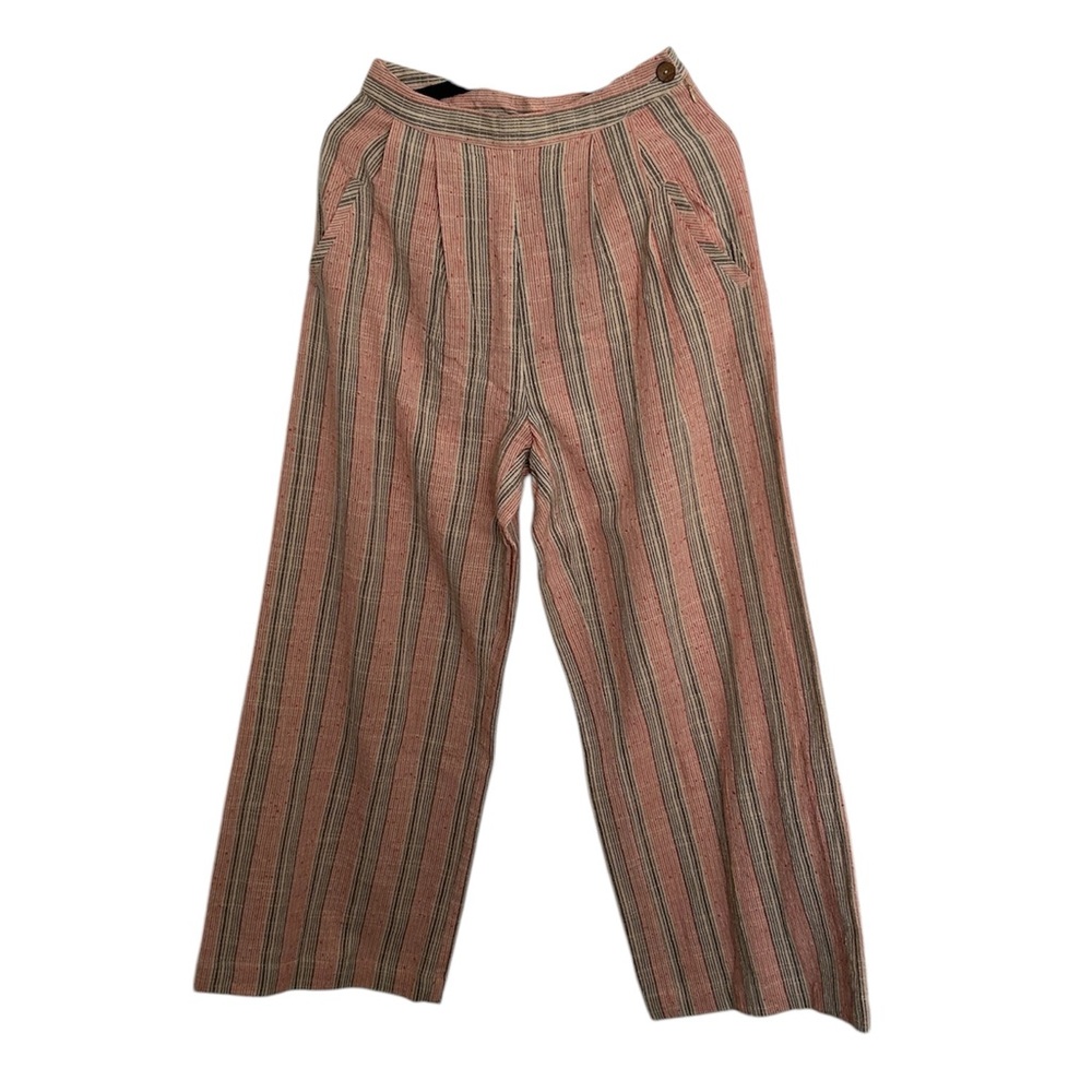 Free People Pink and Gray Striped Wide Leg Pants